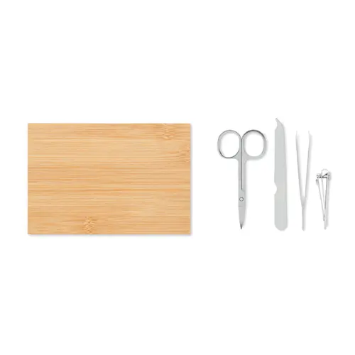 Set per manicure 4 pezzi in acciaio inossidabile in custodia di bambù