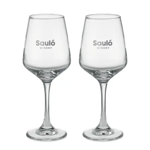 Set di 2 bicchieri da vino da 400 ml in scatola regalo bianca