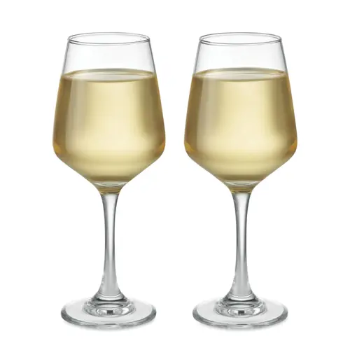 Set di 2 bicchieri da vino da 400 ml in scatola regalo bianca