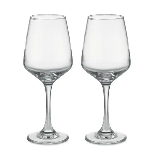 Set di 2 bicchieri da vino da 400 ml in scatola regalo bianca