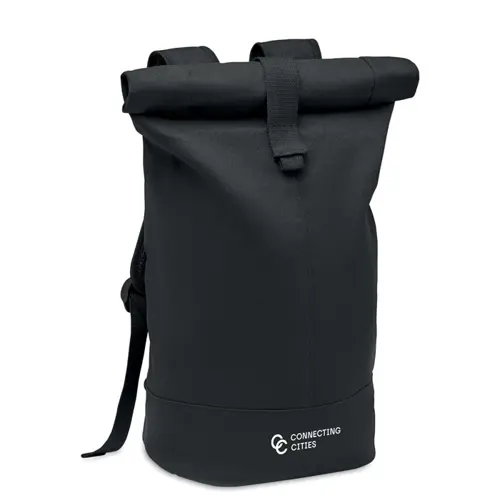 Zaino rolltop in tela lavata 340g con rinforzo posteriore imbottito 22.5x15x58cm
