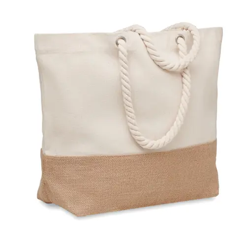 Borsa mare in tela e juta da 280gr con manici in corda 48X15X35cm