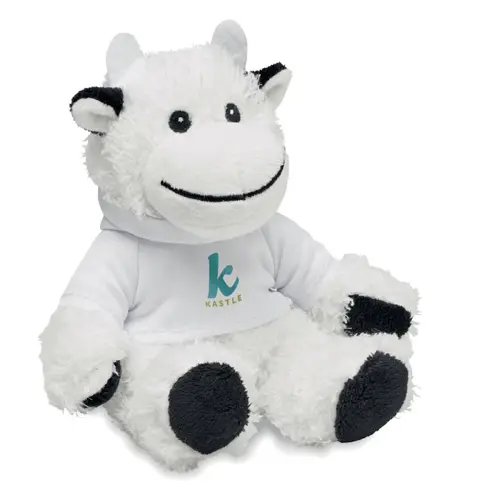 Peluche a forma di mucca con felpa personalizzabile in sublimazione