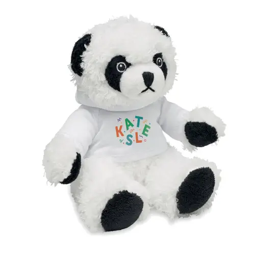 Peluche a forma di panda con felpa personalizzabile in sublimazione
