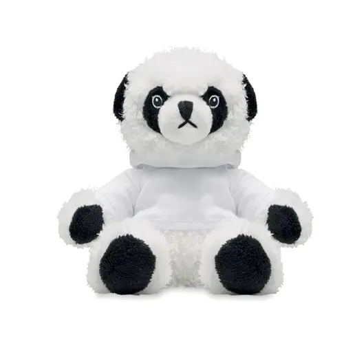 Peluche a forma di panda con felpa personalizzabile in sublimazione