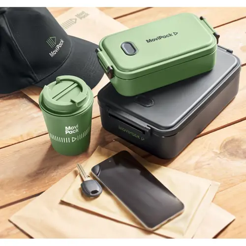 Bicchiere termico a doppio strato con coperchio e cannuccia in plastica riciclata da 300ml