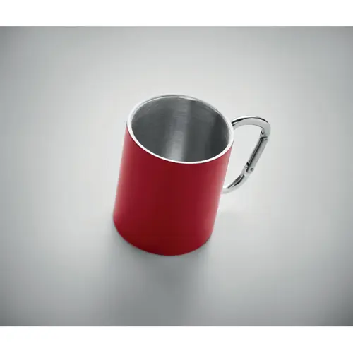 Tazza a doppio strato in acciaio inox con manico a moschettone da 300 ml.