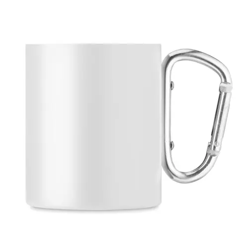 Tazza a doppio strato in acciaio inox con manico a moschettone da 300 ml.