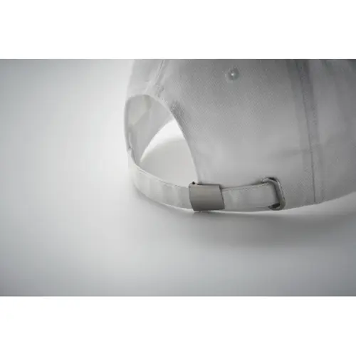 Cappellino con visera in cotone da 260gr a 5 pannelli e fibbia in acciaio argentato 