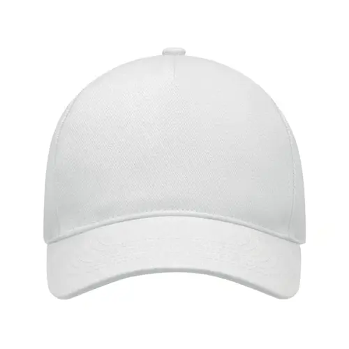 Cappellino con visera in cotone da 260gr a 5 pannelli e fibbia in acciaio argentato 