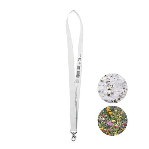 Lanyard in carta riciclata con semi di fiori selvatici con gancio