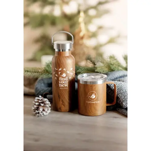 Borraccia in acciaio inossidabile Riciclato a doppio strato con isolamento sottovuoto simil legno da 500ml