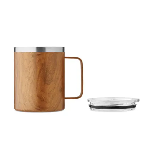 Tazza in acciaio inox riciclato a doppio strato con design finto legno da 300ml