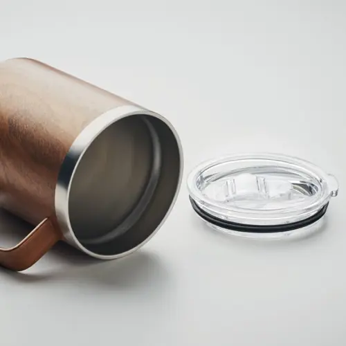 Tazza in acciaio inox riciclato a doppio strato con design finto legno da 300ml