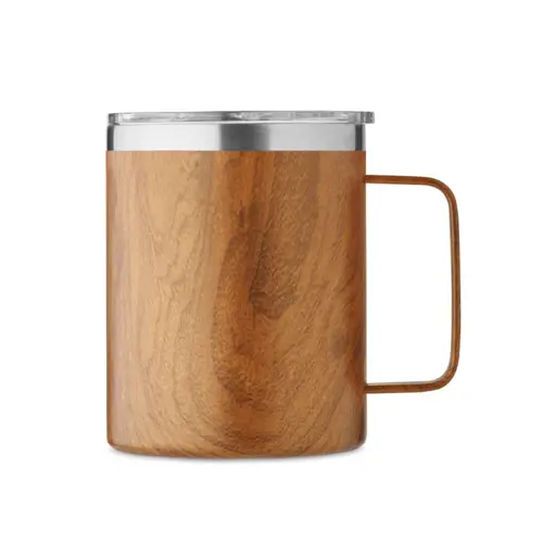 Tazza in acciaio inox riciclato a doppio strato con design finto legno da 300ml