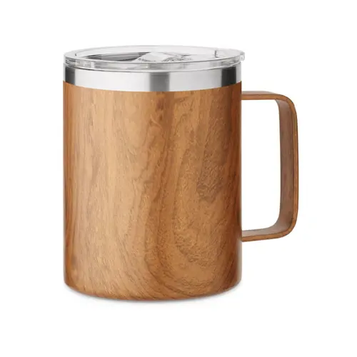 Tazza in acciaio inox riciclato a doppio strato con design finto legno da 300ml