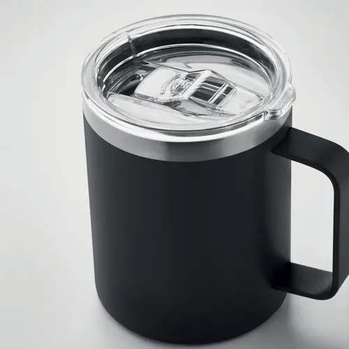 Tazza in acciaio inox riciclato a doppio strato con coperchio da 300ml