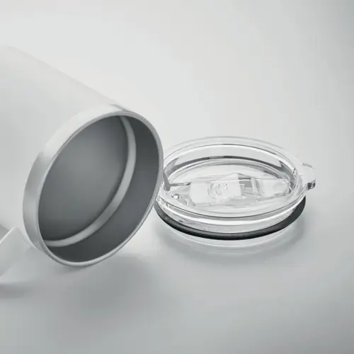 Tazza in acciaio inox riciclato a doppio strato con coperchio da 300ml