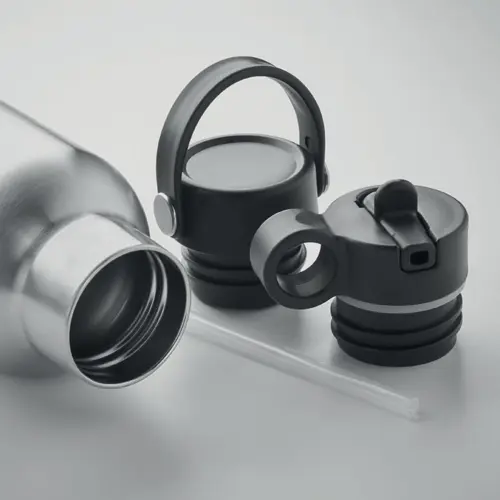 Borraccia in acciaio inox riciclato a doppio strato con tappo a vite anti-perdita e tappo a cannuccia intercambiabile da 700ml