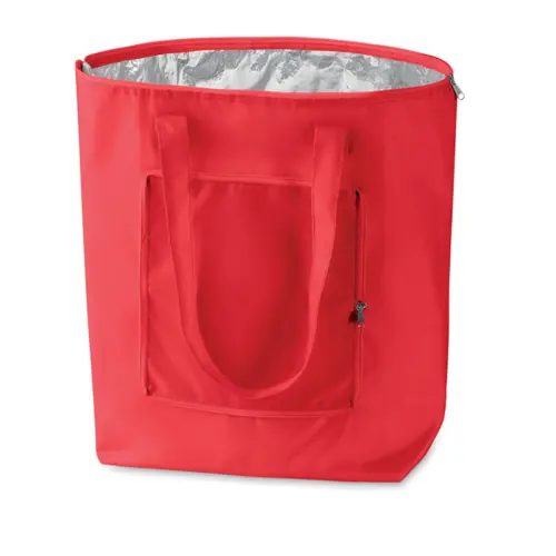 Borsa termica ripiegabile in poliestere da 13l con chiusura a zip e manici lunghi 410x140x440mm