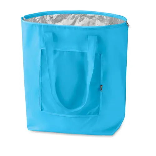 Borsa termica ripiegabile in poliestere da 13l con chiusura a zip e manici lunghi 410x140x440mm