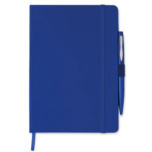 Block notes A5 con copertina rigida in PU 72 fogli a righe e penna in coordinato in refill blu