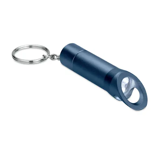 Portachiavi in metallo con torcia LED e apribottiglie