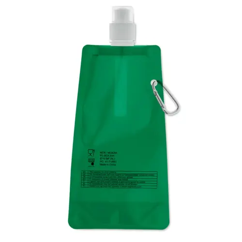 Borraccia pieghevole antigoccia in PET con moschettone in alluminio 480ml