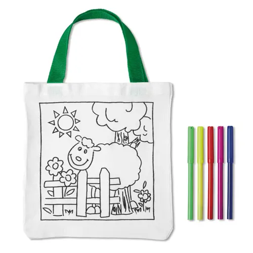 Shopper in cotone da colorare con pennarelli da 200gr 21x22cm