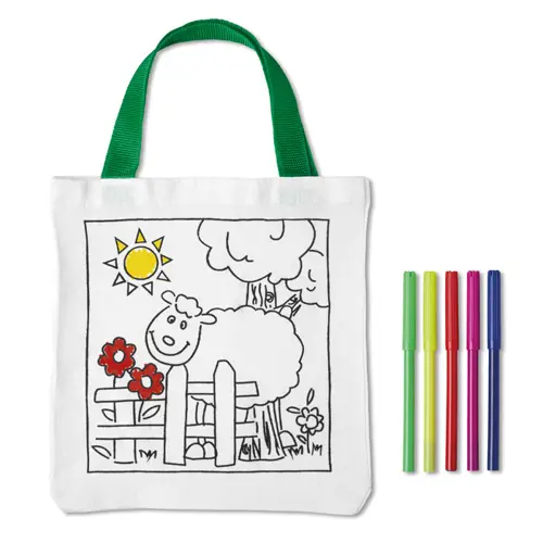 Shopper in cotone da colorare con pennarelli da 200gr 21x22cm