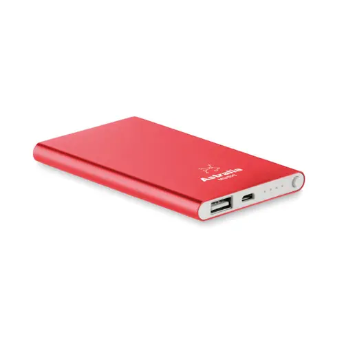 Power bank in alluminio piatto disponible in vari colori da 4000mAh