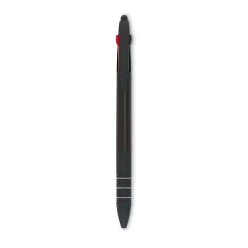 Penna a sfera in plastica multicolore con punta touch e tre refill nero rosso blu
