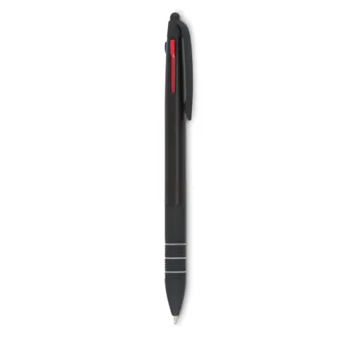 Penna a sfera in plastica multicolore con punta touch e tre refill nero rosso blu