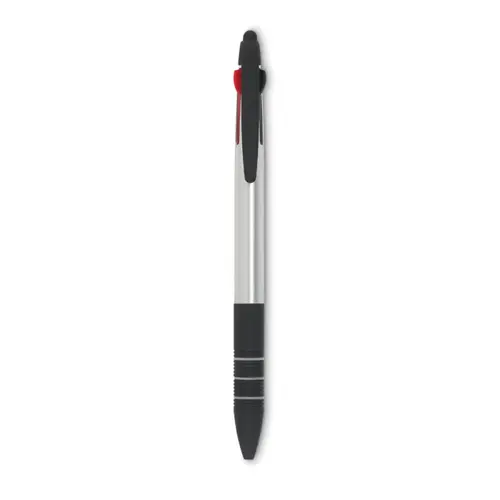 Penna a sfera in plastica multicolore con punta touch e tre refill nero rosso blu