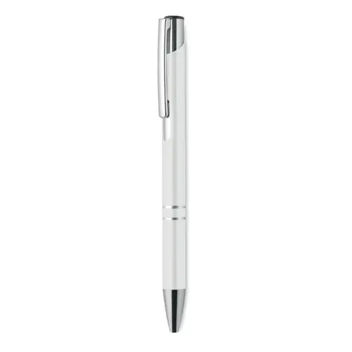 Penna a sfera in alluminio disponibile in vari colori e con meccanismo a scatto e refill blu
