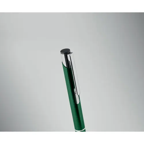 Penna a sfera in alluminio disponibile in vari colori e con meccanismo a scatto e refill blu