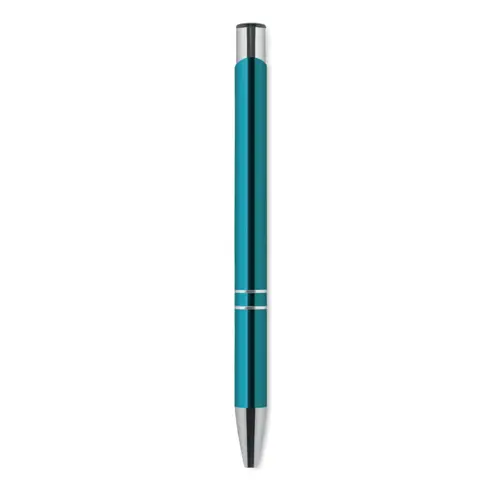 Penna a sfera in alluminio disponibile in vari colori e con meccanismo a scatto e refill blu