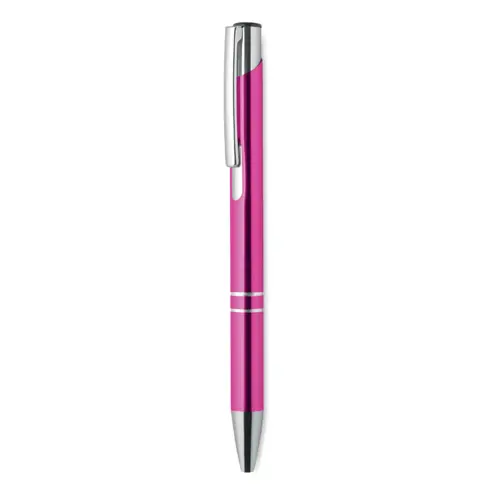 Penna a sfera in alluminio disponibile in vari colori e con meccanismo a scatto e refill blu