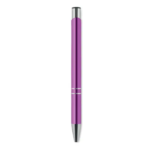 Penna a sfera in alluminio disponibile in vari colori e con meccanismo a scatto e refill blu