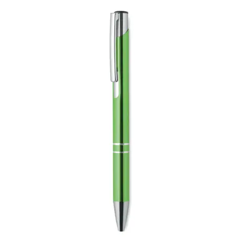 Penna a sfera in alluminio disponibile in vari colori e con meccanismo a scatto e refill blu