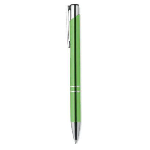 Penna a sfera in alluminio disponibile in vari colori e con meccanismo a scatto e refill blu