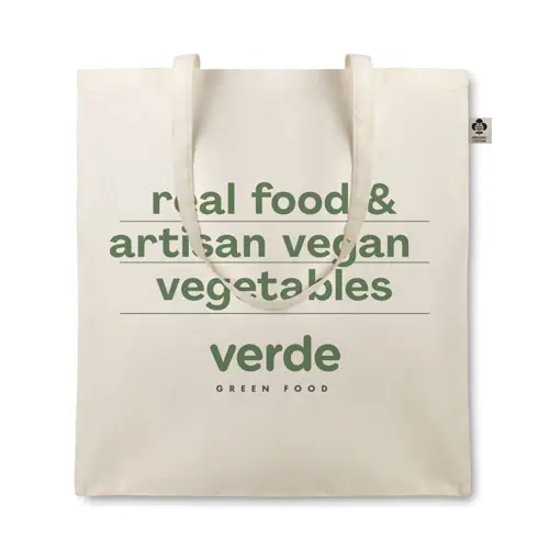 Shopper in cotone organico con manici lunghi in colore naturale da 105gr 38x42cm