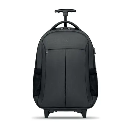 Zaino trolley con comparto porta PC da 15'' e tablet e tasca frontale e chiusura a zip e con schienale e spallacci imbottiti 32.5X12.5X46cm