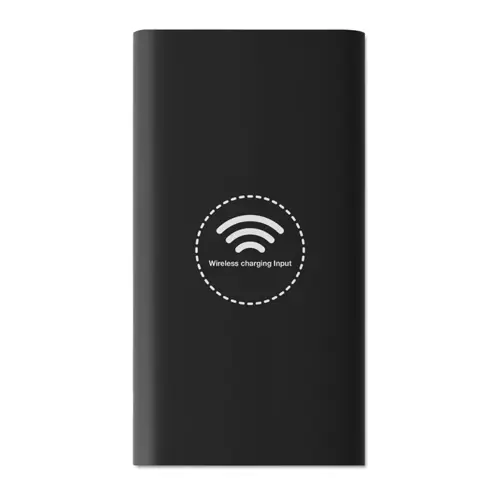 Power bank in ABS con finitura gommata e ricarica wireless e conettore USB-C da 8000mAh