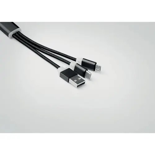 Portachiavi in metallo con cavo a 3 connettori USB e USB-C e mirco USB