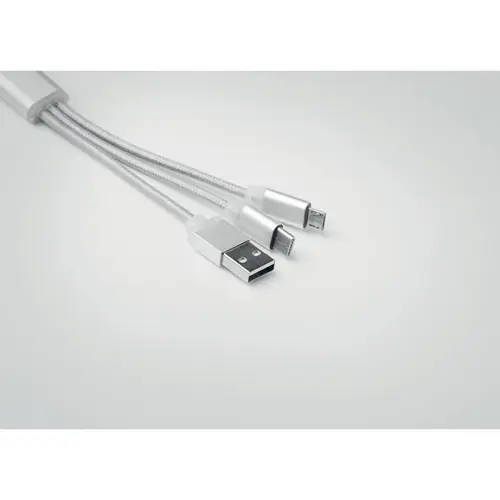 Portachiavi in metallo con cavo a 3 connettori USB e USB-C e mirco USB