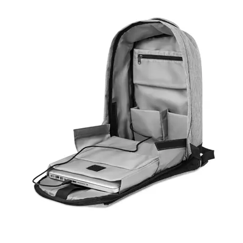 Zaino antifurto porta pc da 13'' in poliestere 600D con schienale rinforzato e cavo di ricarica USB