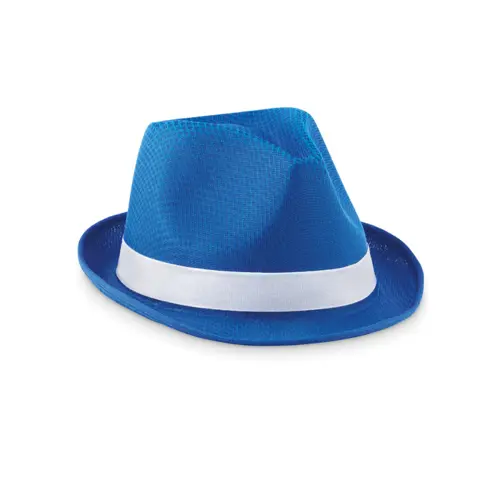 Cappello simil paglia in poliestere colorato con fascia bianca