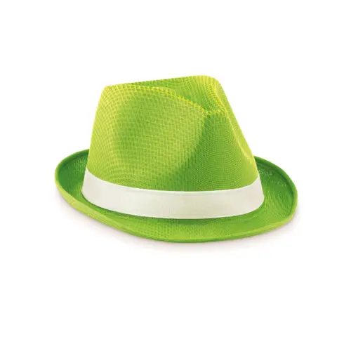 Cappello simil paglia in poliestere colorato con fascia bianca