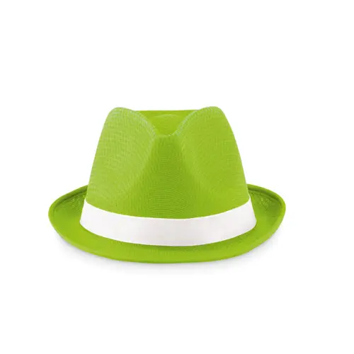 Cappello simil paglia in poliestere colorato con fascia bianca